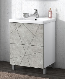 Vigo Тумба под раковину Geometry 2-600 белая/бетон – фотография-4